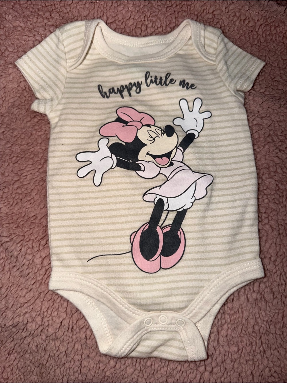 Disney Pink and Cream Minnie Mouse Happy Little Me Bodysuit